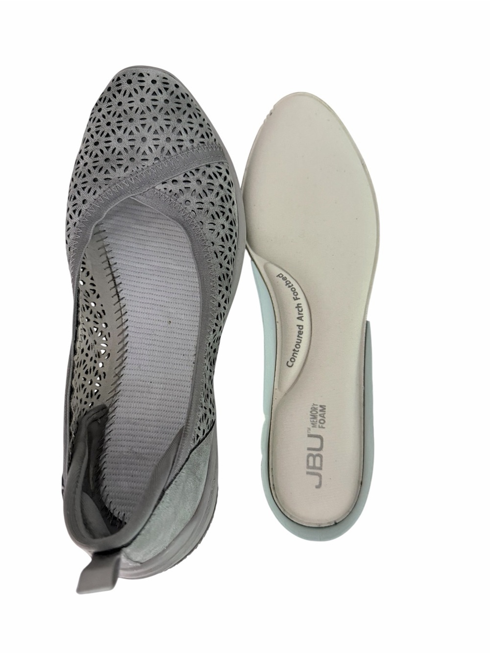 JBU BY JAMBU Gray Emma Perforated Comfort Slip-On Ballet Flats size 8M - Picture 7 of 11